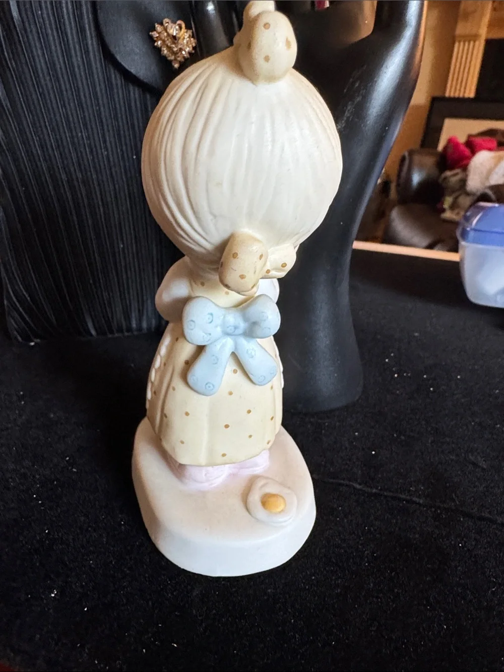 Precious Moments Cream Figurine with Pastel Blue and Pastel Pink Accents